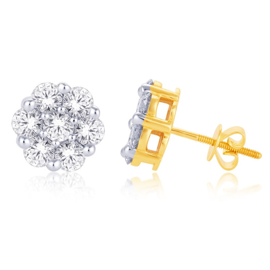 10 Karat White Gold 0.50 Carat Diamonds Flower Earrings-0125666-WG