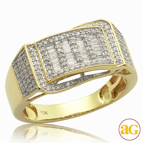 10KY 0.60 CTW  BAQUETTE DIAMOND MEN'S RING