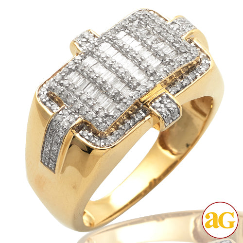 10KY 0.75 CTW  BAQUETTE DIAMOND MEN'S RING