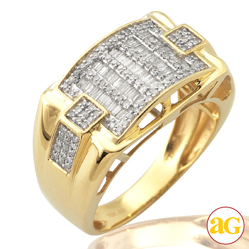 10KY 0.60 CTW  BAQUETTE DIAMOND MEN'S RING
