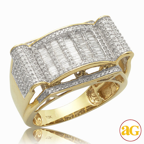 10KY 1.00 CTW  BAQUETTE DIAMOND MEN'S RING