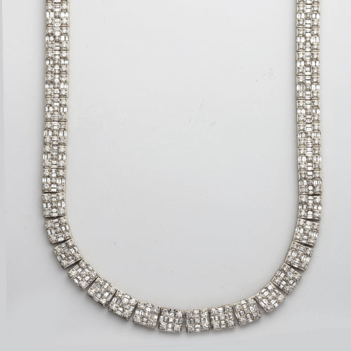 14KW 29.00CTW BAGUETTE DIAMOND NECKLACE
