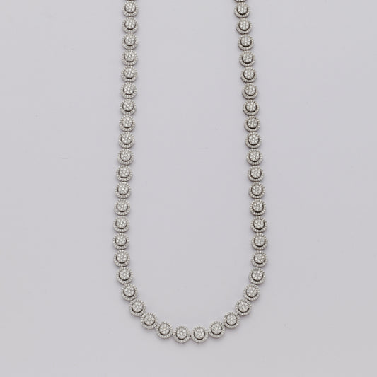 14KW 9.50CTW DIAMOND ROUND CLUSTER NECKLACE
