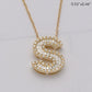 14KY 0.40CTW BAGUETTE DIAMOND ALPHABET NECKLACE