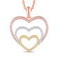 10 Karat Triple-Tone Gold 0.33 Carat Diamonds Heart Pendant-0825860-TTT