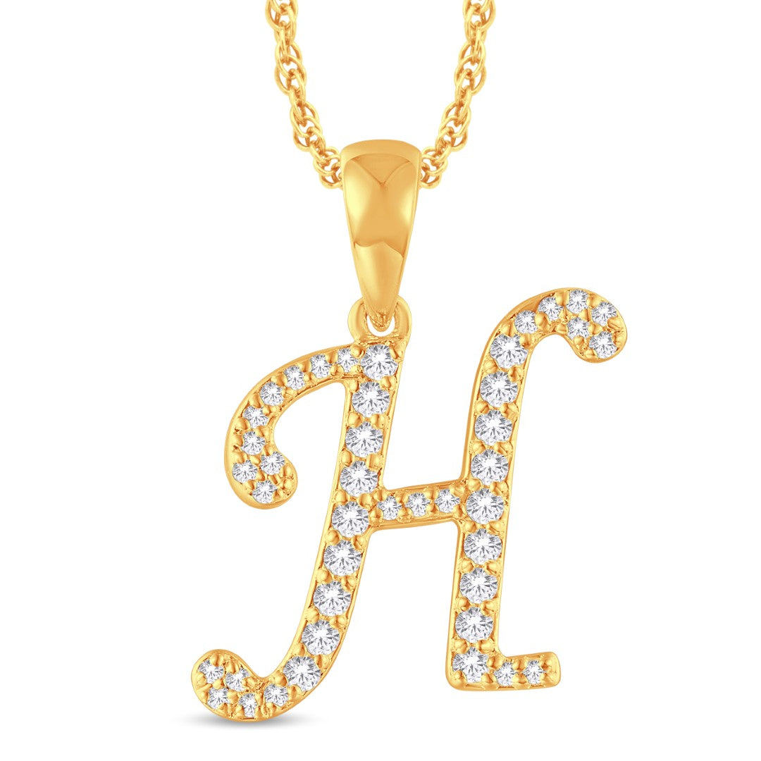 10 Karat White Gold 0.20 Carat Diamonds Initial (H) Pendant-0825449-WG