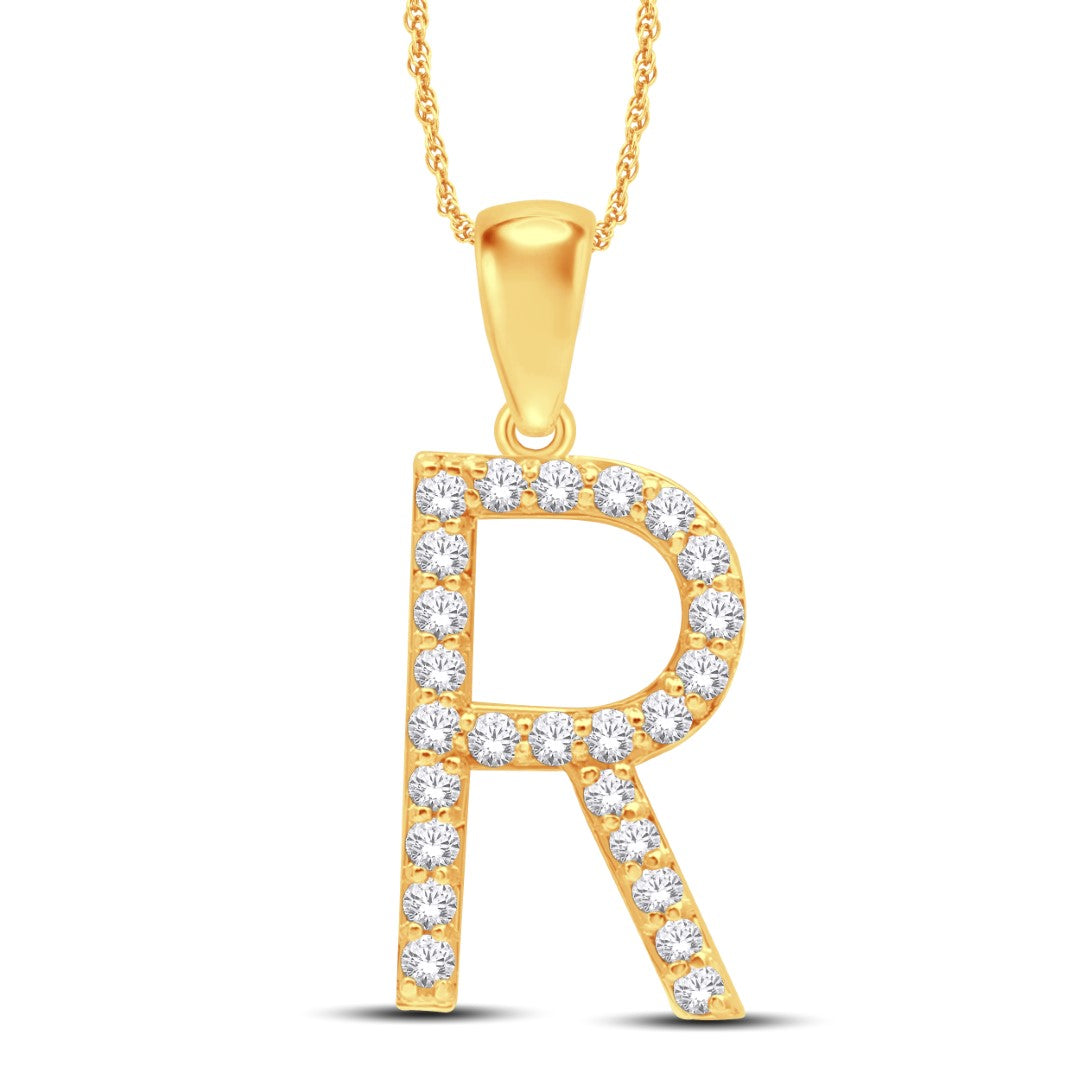 10 Karat All Yellow Gold 0.28 Carat Diamonds Initial (R) Pendant-0825444-ALY