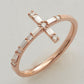 14KR 0.35CTW BAGUETTE DIAMOND SIDEWAYS CROSS RING