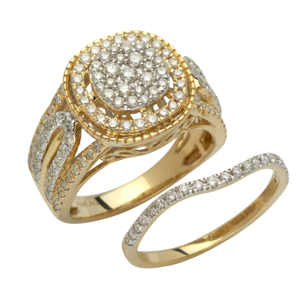 14KY 1.45CTW DIAMOND ROUND HEAD BRIDAL SET