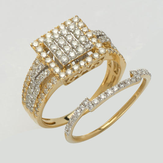 14KY 1.25CTW DIAMOND SQUARE BRIDAL SET