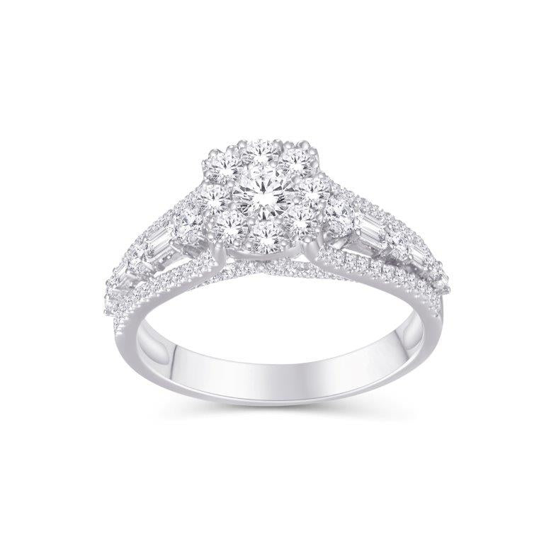 14 Karat White Gold 1.05 Carat Diamonds Flower Ladies Ring-0225576-WG
