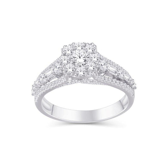 14 Karat White Gold 1.05 Carat Diamonds Flower Ladies Ring-0225576-WG