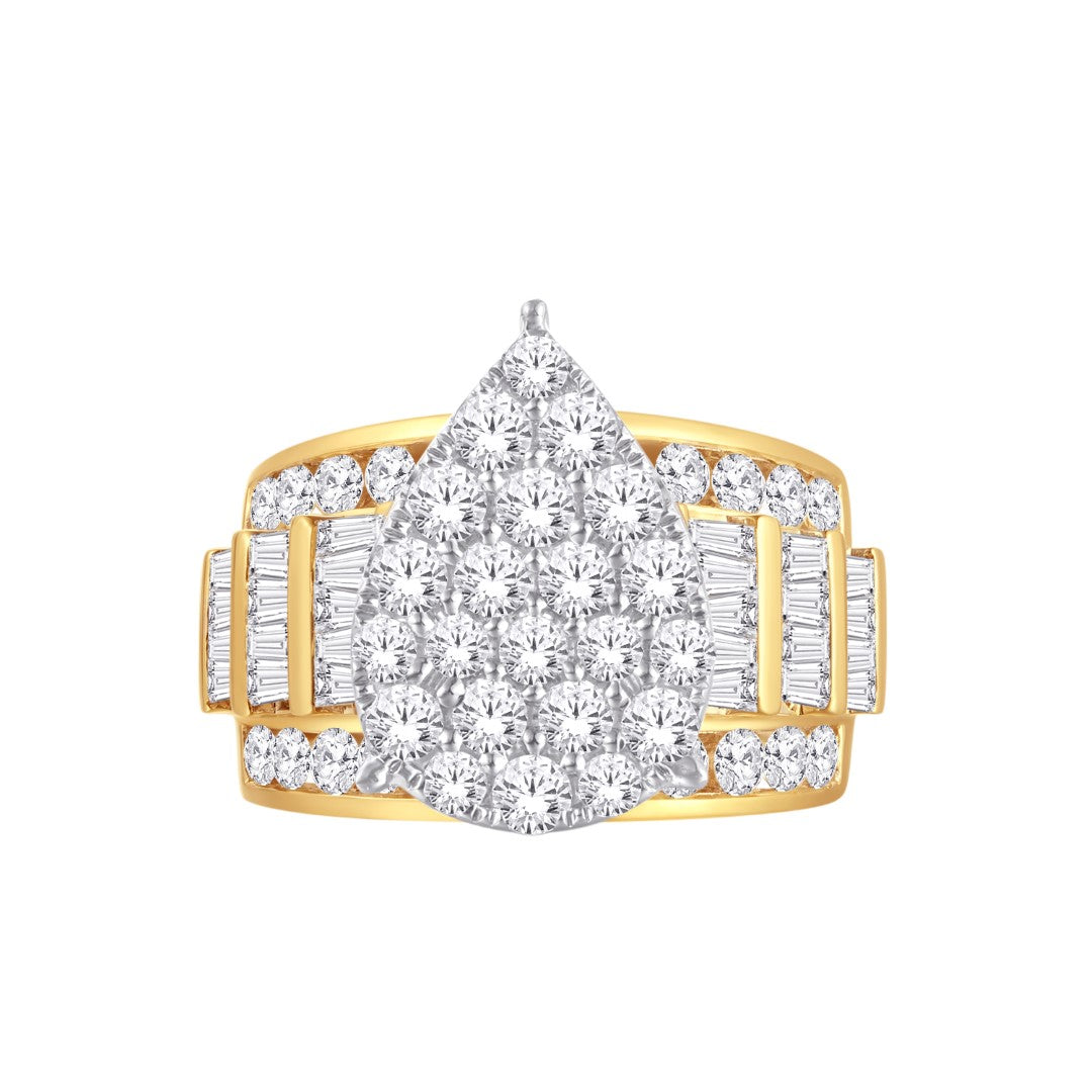 10 Karat Yellow Gold 3.00 Carat Diamonds Pear Ladies Ring-0226256-YG (Size 8)