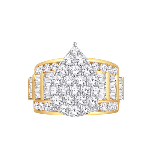 10 Karat Yellow Gold 3.00 Carat Diamonds Pear Ladies Ring-0226256-YG (Size 8)