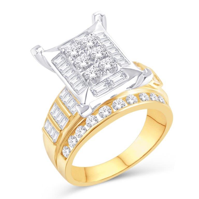 10 Karat White Gold 1.90 Carat Diamonds Rectangle Ladies Ring-0226972-WG