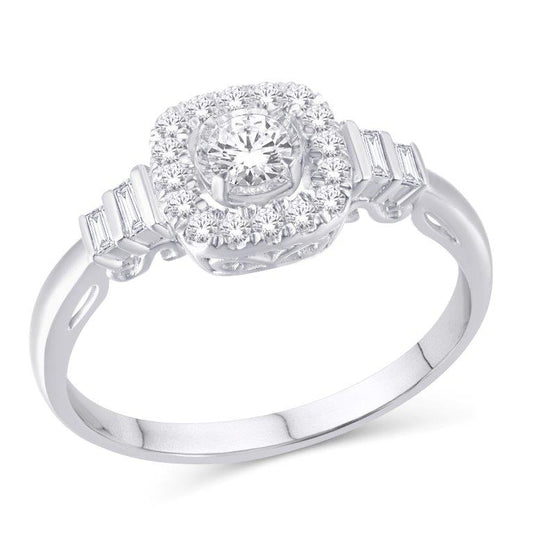 14 Karat White Gold 0.36 Carat Diamonds (0.15 CTR) Cushion Ladies Ring-0226379-WG