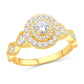 14 Karat White Gold 0.84 Carat Diamonds Round Halo Milgrain Engagement Ladies Ring-0225183-WG
