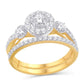 10 Karat Yellow Gold 0.75 Carat Diamonds Flower Bridal Ring-0526123-YG