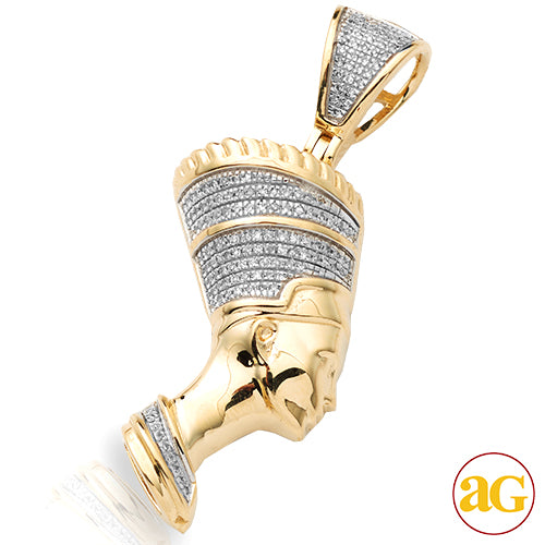 10KY 0.35CTW DIAMOND SIDE FACE NEFERTITI PENDANT