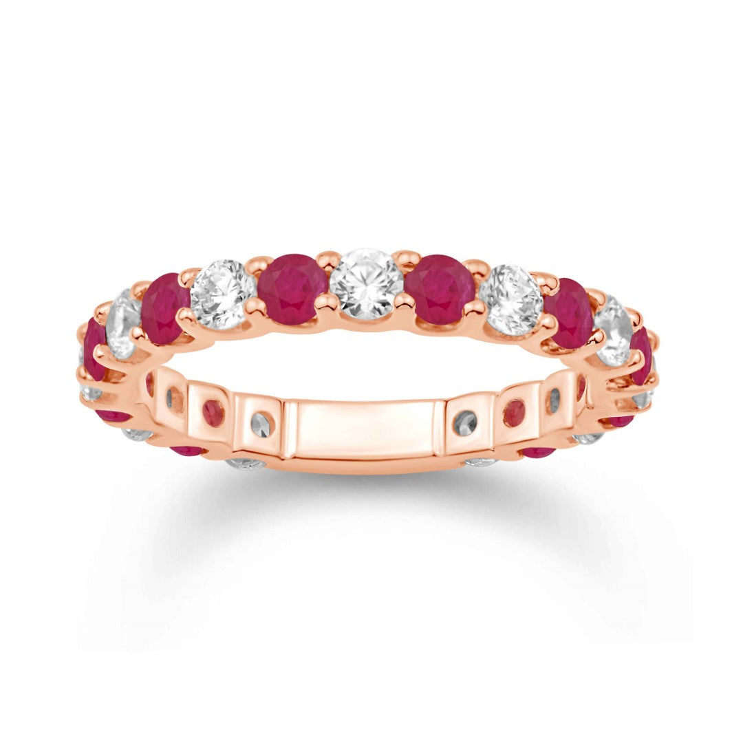 14 Karat Rose Gold 1.95 Carat Diamonds (1.05 Ruby) Fashion Ladies Ring-0232318-RG