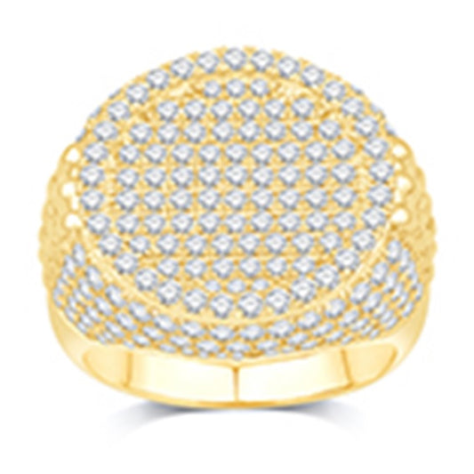 10 Karat All Yellow Gold 3.85 Carat Diamonds Round Men's Ring-0332033-ALY