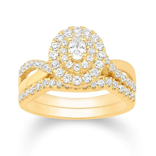 14 Karat White Gold 0.75 Carat Diamonds (0.15 CTR) Round Bridal Ring-0532667-WG