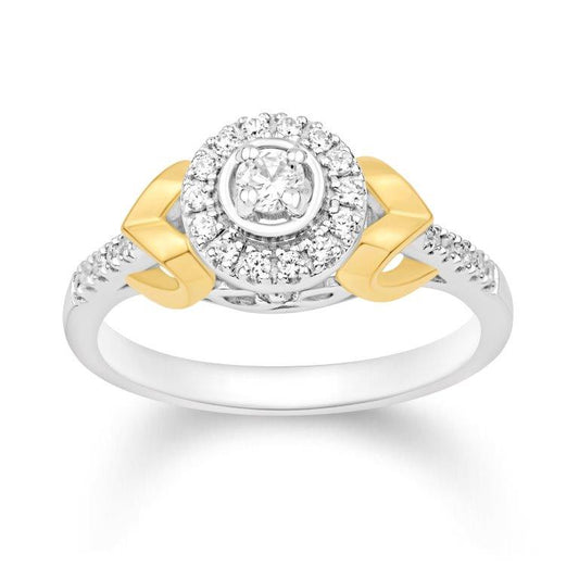 14 Karat Two-tone (White and Rose) Gold 0.25 Carat Diamonds Round Ladies Ring-0232289-WR