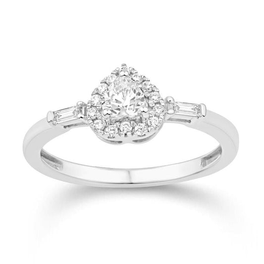 14 Karat White Gold 0.39 Carat Diamonds Heart Diamond Ladies Ring-0232273-WG